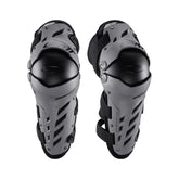 Leatt pivoting knee guard front view with hard shell and ventilated foam