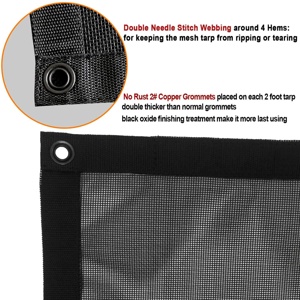 Leaveshade dump truck mesh tarp 7x20 close-up of rust-resistant copper grommets