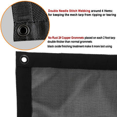 Leaveshade dump truck mesh tarp 7x20 close-up of rust-resistant copper grommets