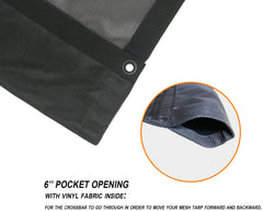 Leaveshade dump truck mesh tarp 7x20 stitching detail with double-needle reinforcement