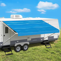 Leaveshade RV Awning Fabric Blue Wave roll provides durable shade outdoors.