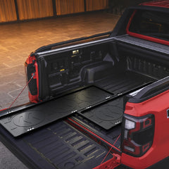 LECARDIO heavy-duty slide-out tray shown with easy access to tools and gear.