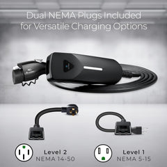 Lectron EV charger 16 ft cable extended to illustrate reach in driveways