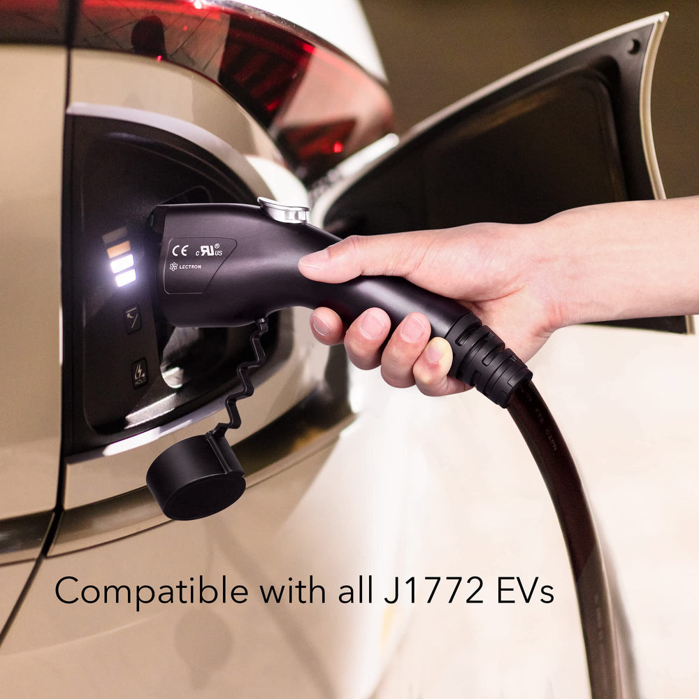 Lectron Level 1 EV Charger shown as a portable unit for road trips