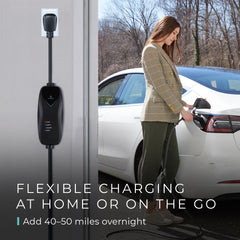 Lectron Level 1 Tesla Charger with NEMA 5-15 plug in use.