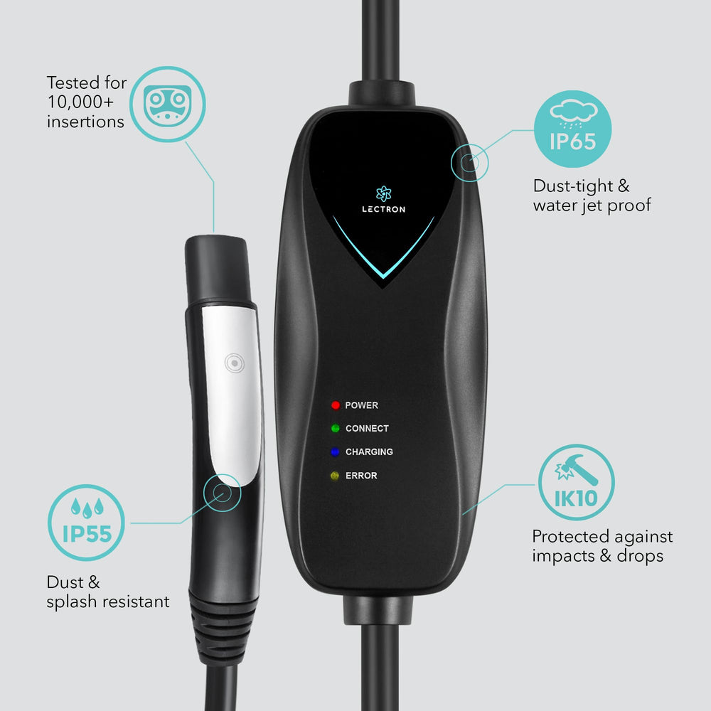 Lectron Level 1 charger indicating easy setup and plug-in operation.