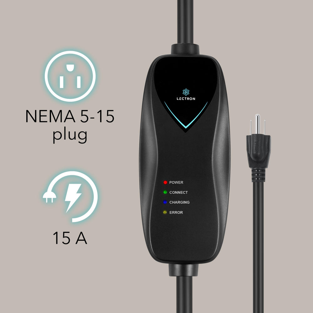 Lectron Level 1 Tesla Charger portable design for travel and home use.