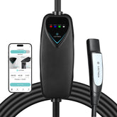 Lectron Level 2 Tesla Charger with WiFi control shows real-time charging status.