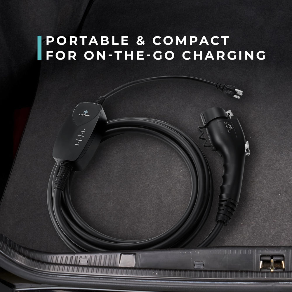 Lectron portable charger stored in its carrying case for travel.