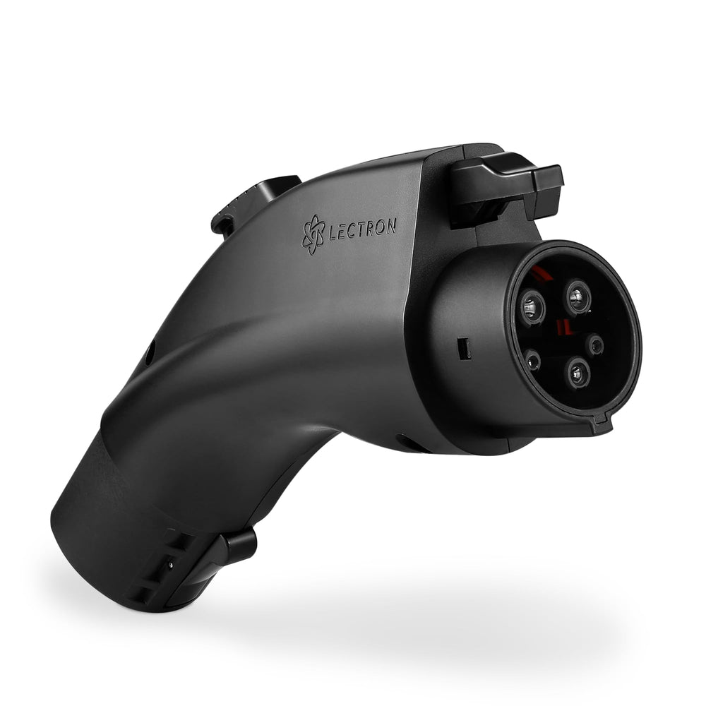 Lectron Tesla to J1772 adapter close-up showing versatile charging use