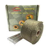 LEDaut 2x16 titanium exhaust wrap on pipe provides heat protection.