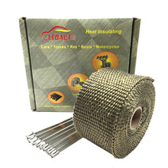 LEDaut 2x16 titanium exhaust wrap on pipe provides heat protection.