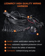 LEDMIRCY 5ft extension cords enable flexible placement options for installation.