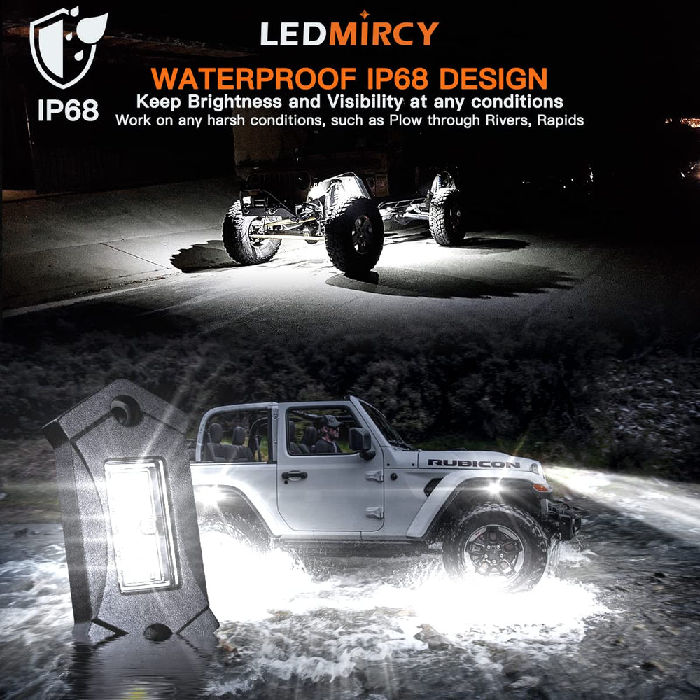 LEDMIRCY rock light aluminum die-cast housing delivers durable performance under harsh conditions.