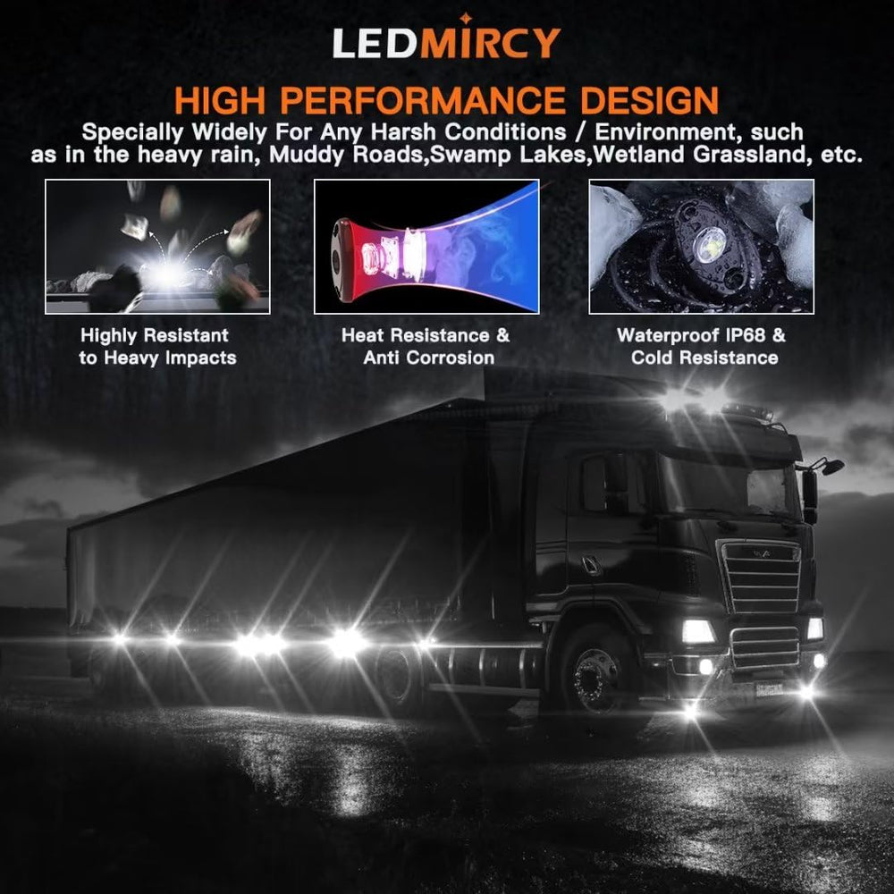 LEDMIRCY Underbody rock lights show 180° tilt and impact-resistant lens