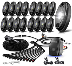 LEDMIRCY White Rock Lights Kit undercarriage enhances off-road visibility and style.