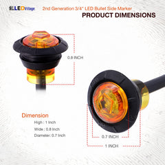 LedVillage amber round lens marker light enhances vehicle side visibility.