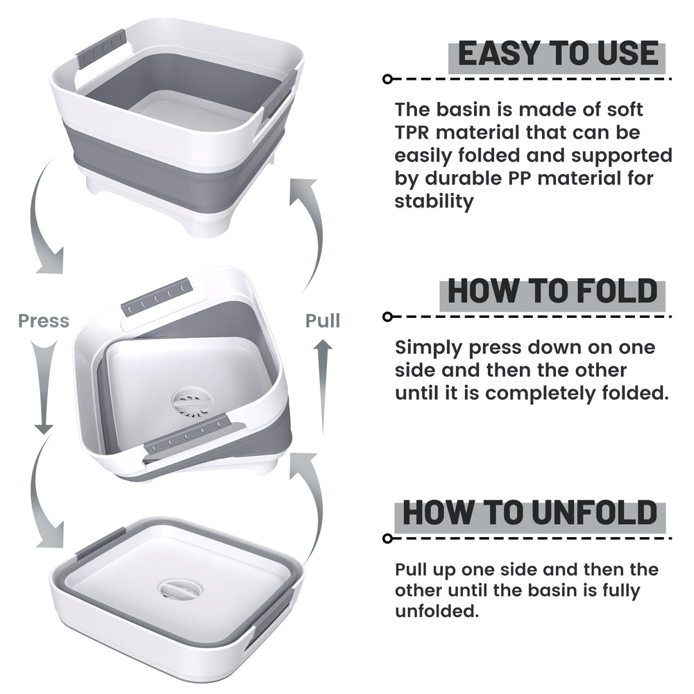 Leemeimei collapsible dish basin sturdy base keeps stable during handling.