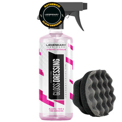 Legendary Gloss Dressing bottle ready for quick exterior tire shine and plastic restoration.