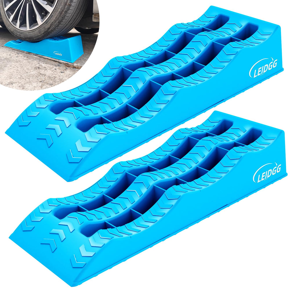 LEIDGG 2-Pack 3-Tier Levelling Ramps for Campervan ensure stable leveling on uneven ground.