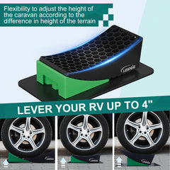 Curved levelers from LEIDGG provide stable support on uneven ground.