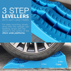LEIDGG Height-Adjustable 3-Step Ramps provide versatile leveling heights.