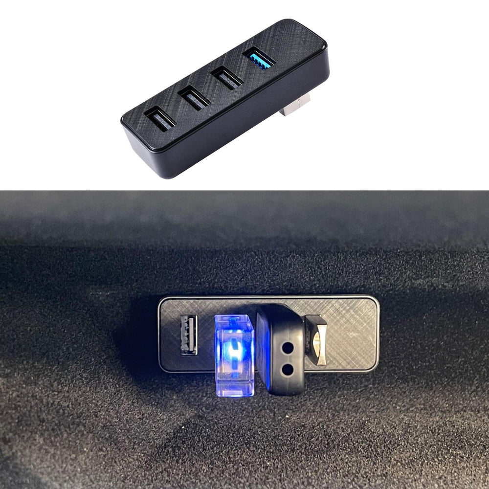 Leikaendi glovebox USB hub main view with slim factory-fit design for Tesla