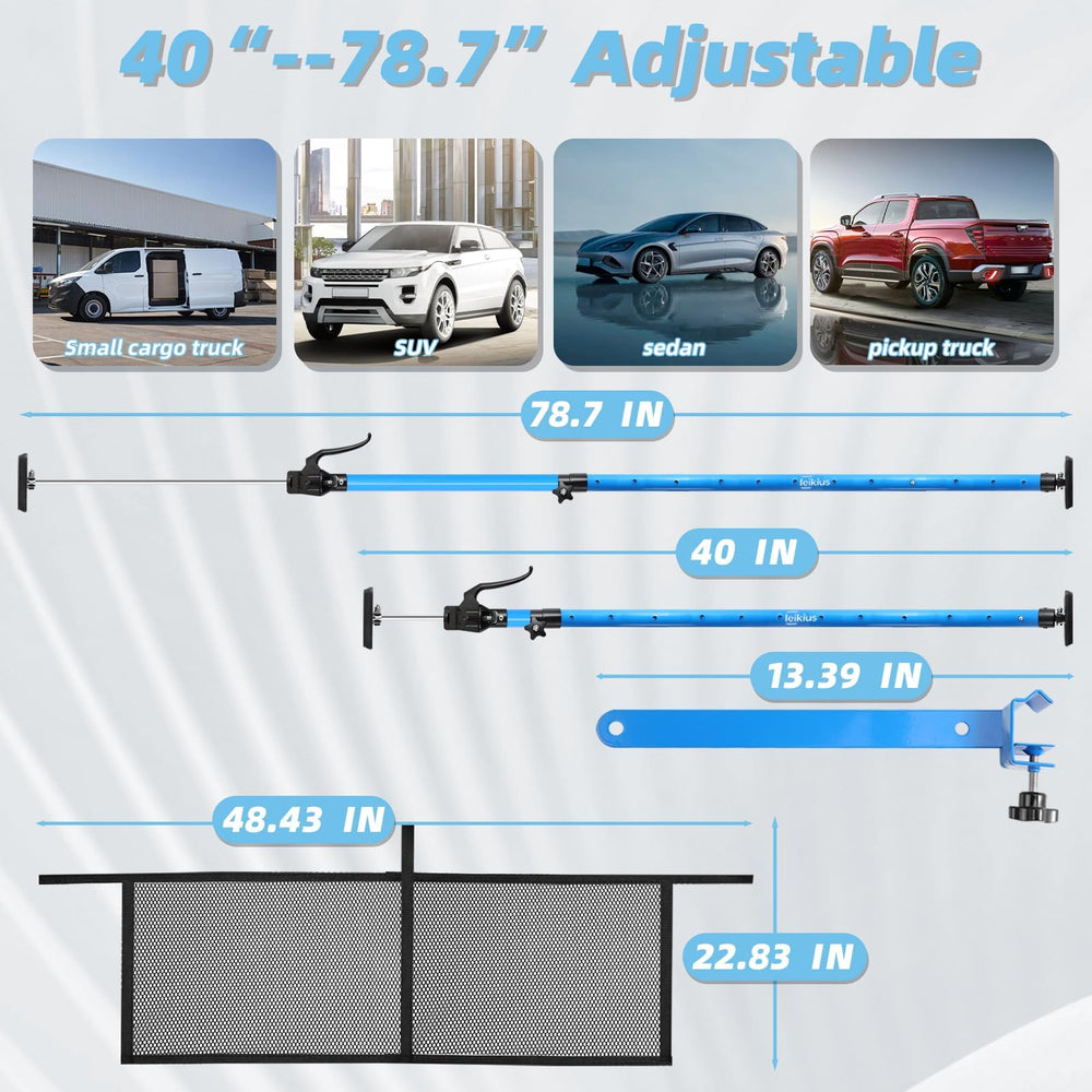 Leikius cargo bars with dividers installed for stabilized cargo separation during transit