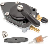 LEIMO KPARTS 438559 fuel pump front view for reliable starts on Johnson Evinrude outboards