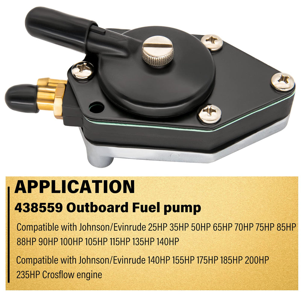 LEIMO KPARTS 438559 fuel pump side view demonstrates easy installation on compatible engines