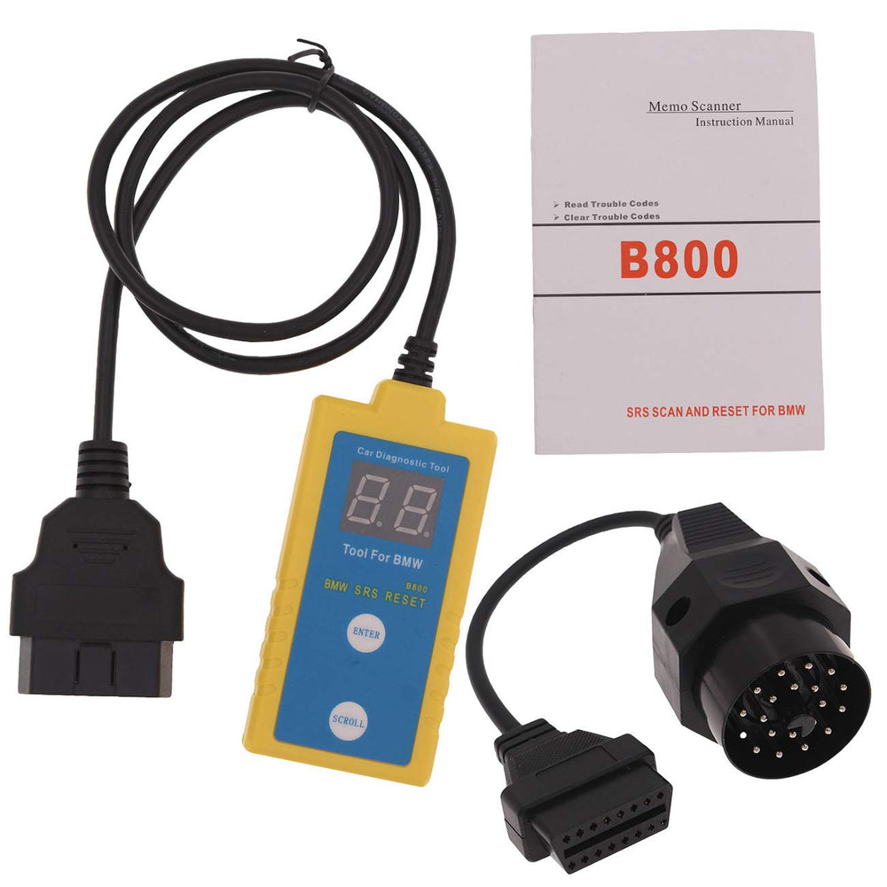 LEIMO KPARTS B800 SRS scan tool displays fault codes for BMW