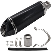 LEIMO KPARTS slip-on muffler features a carbon fiber finish for universal 38-51mm fit.