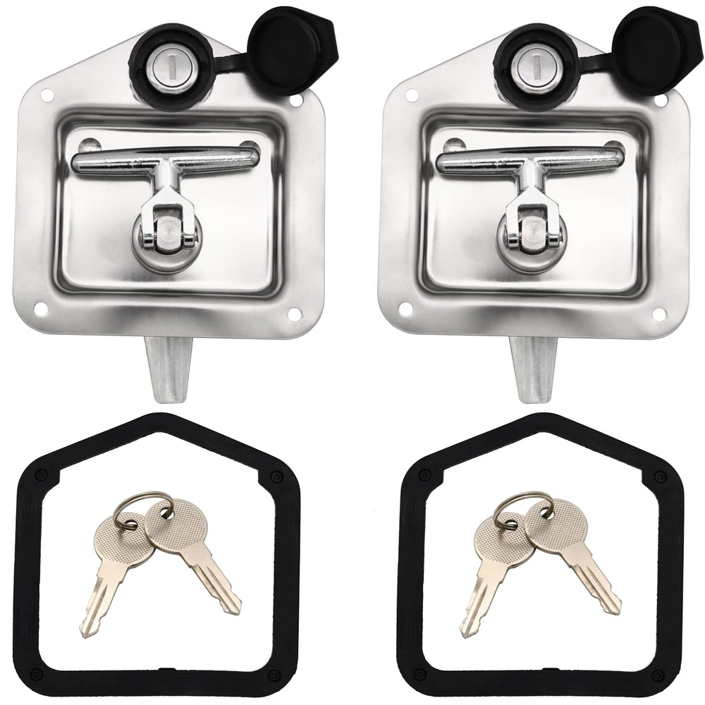 LEIMO KPARTS T-Handle Latch front view; rugged stainless steel for heavy-duty storage.