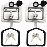 LEIMO KPARTS T-Handle Latch front view; rugged stainless steel for heavy-duty storage.