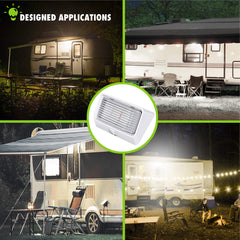 Leisure LED 120 degree beam RV light illuminating a wide outdoor area