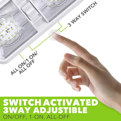 Leisure LED dome light switch close-up showing simple operation