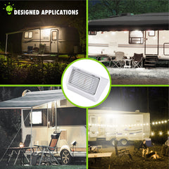 Leisure LED porch light 12V DC compatible for RVs.
