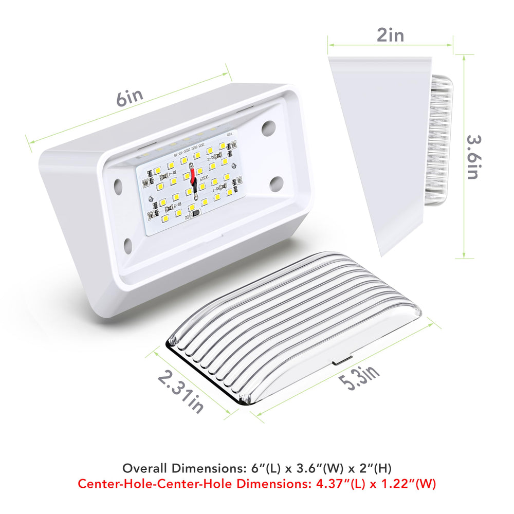 Leisure LED porch light 2-pack closeup in cool white for bright exterior lighting.