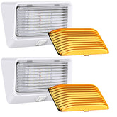 Leisure LED RV exterior light with white base providing clear porch illumination