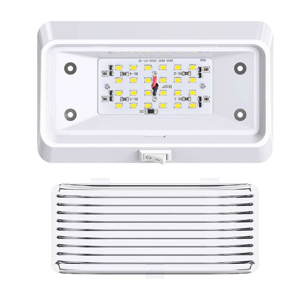 Leisure LED porch light clear lens showing bright exterior lighting