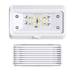 Leisure LED porch light clear lens showing bright exterior lighting