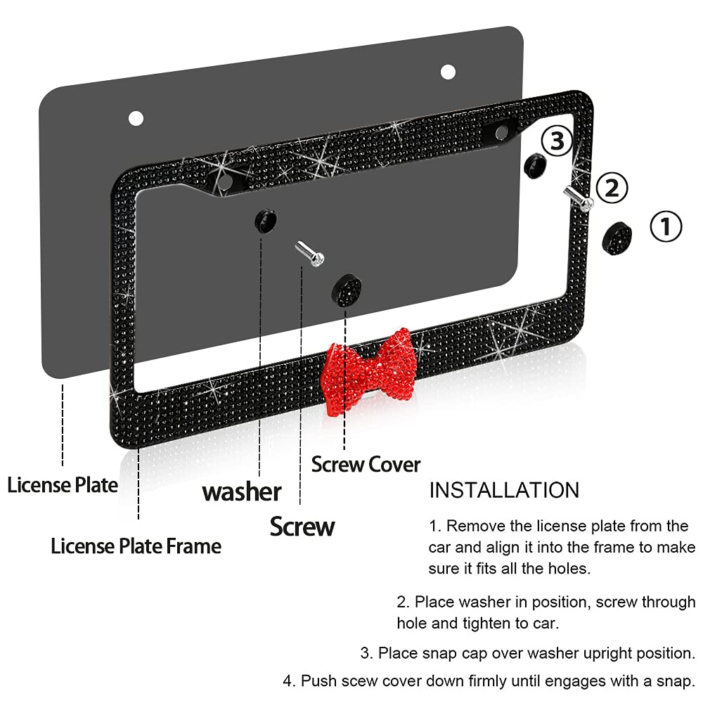 LEIWOOR license frame black red design adds bold personalized style