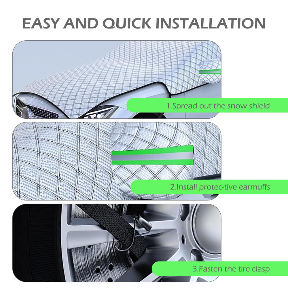 Lekiliky easy-install half-car cover with mirror covers for quick setup.