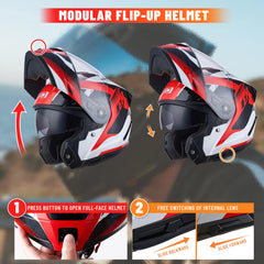 LEM Modular helmet chin-bar flip-up demonstrates easy access during stops.