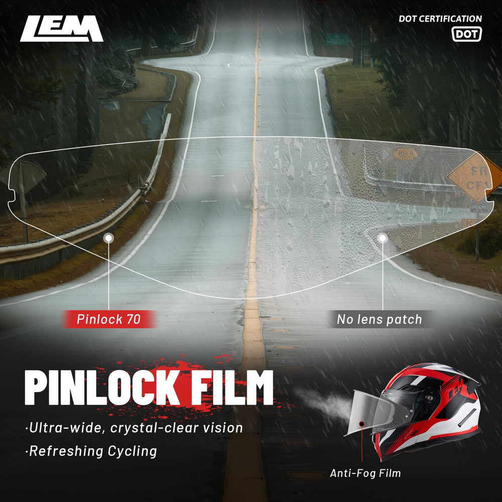 LEM Modular helmet DOT certification tag signals safety compliance for touring.