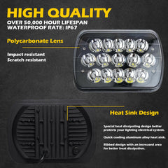 Lemniscate LED headlights IP67 waterproof shell withstands rain and dust.