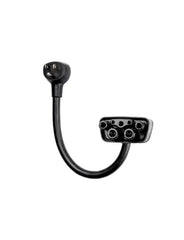 LENZ NEMA5-15 adapter plugged into a 120V outlet for home charging convenience.
