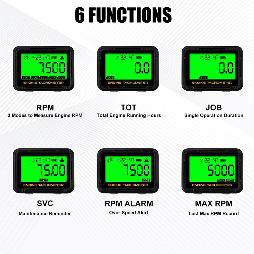 LEOMAUNYX backlit tachometer display for easy RPM reading in low light