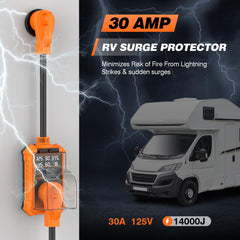 LEORISO RV surge protector 6-in-1 display shown for live electrical monitoring