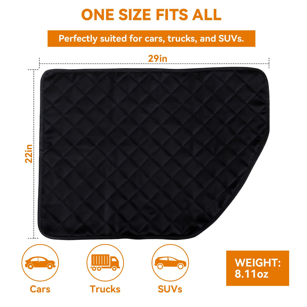 Lepicha dog car door protector 600D Oxford fabric offers durable protection.